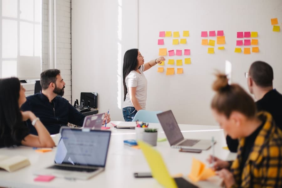 A team working through a planning session